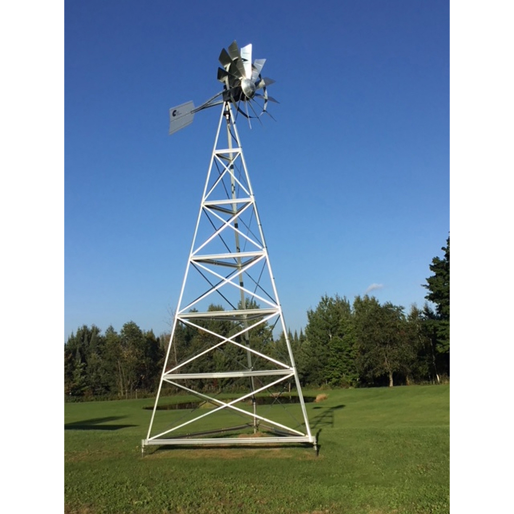 Outdoor Water Solutions 27ft. Windmill Aeration System, 27ft.H x 73in.W, 12 Blades, 2 Diffusers, Model# AWS0179
